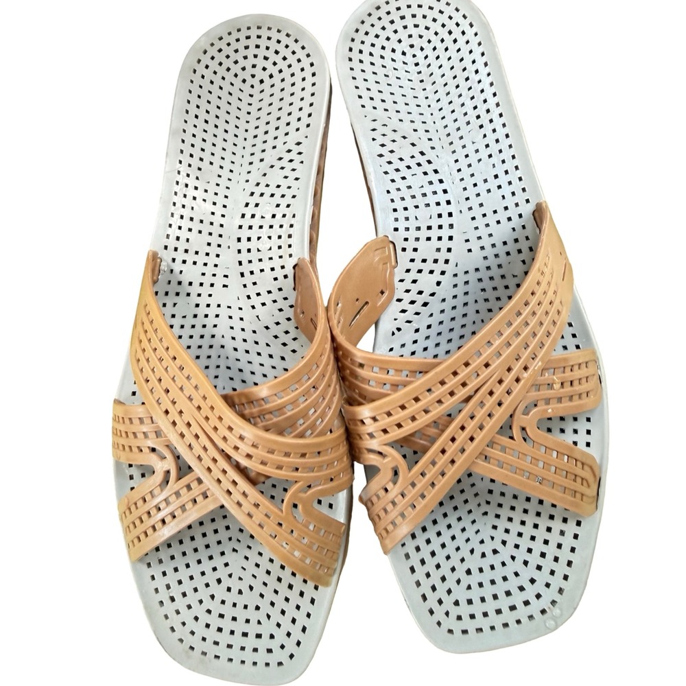 Sensi‎ Messico Italy Drainage Slide Sandals EU 40/41 Blue Tan Unisex